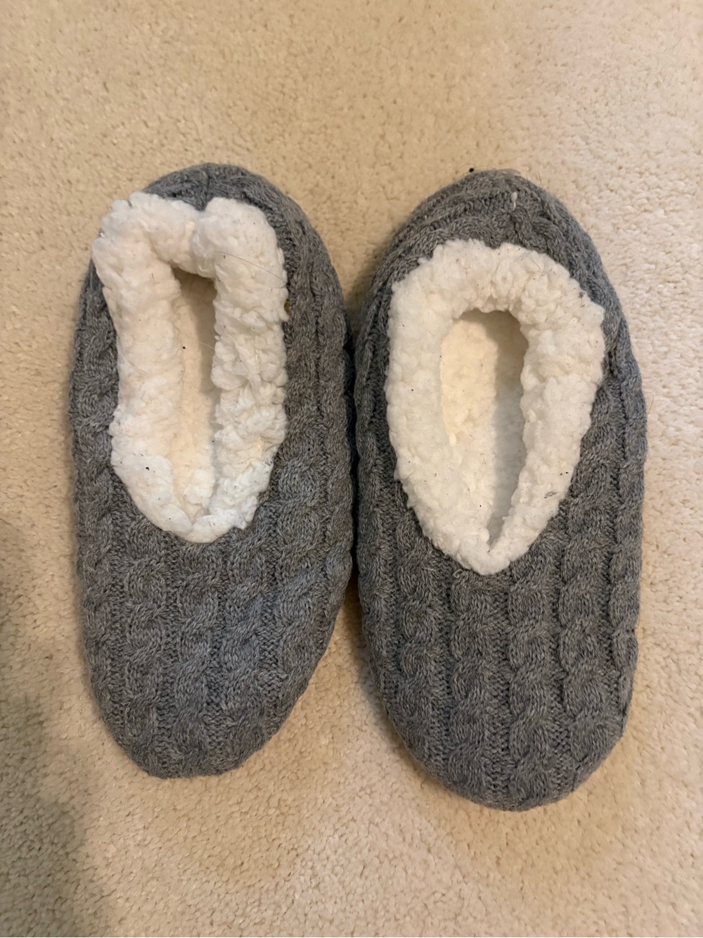 Free with purchase - knit grey fleece slippers